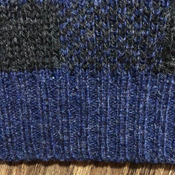 Vintage Britches Blue & Black Buffalo Plaid Wool Sweater - Picture 12 of 12